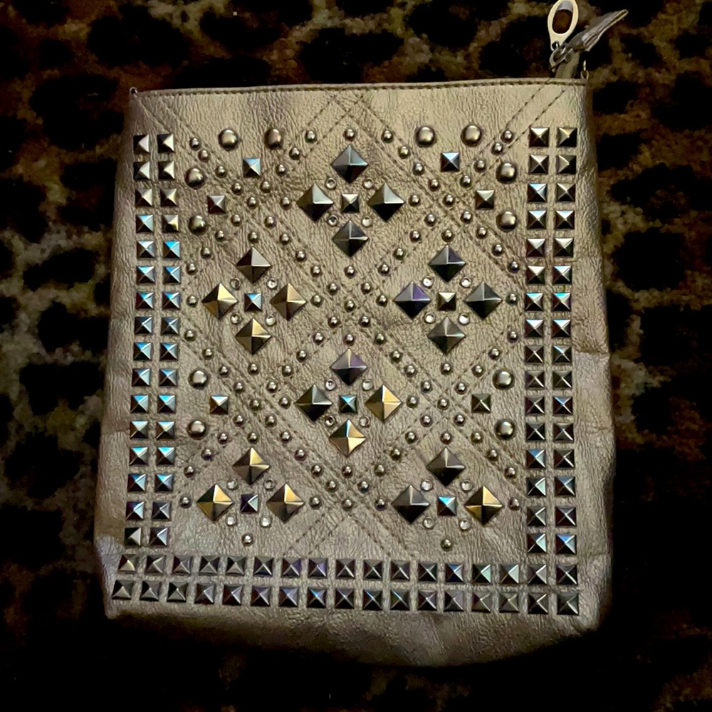 Platinum studded handbag